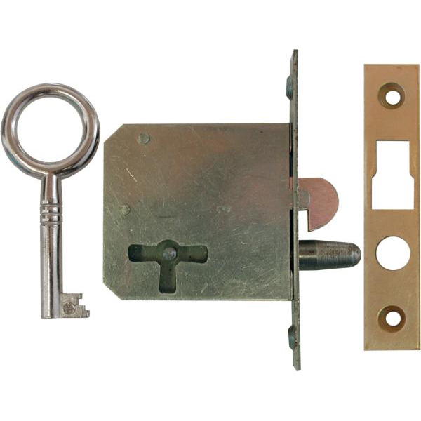 Einsteckschloß, mit vernickeltem Schlüssel, Dornmaß 20mm links, Rollladenschloss