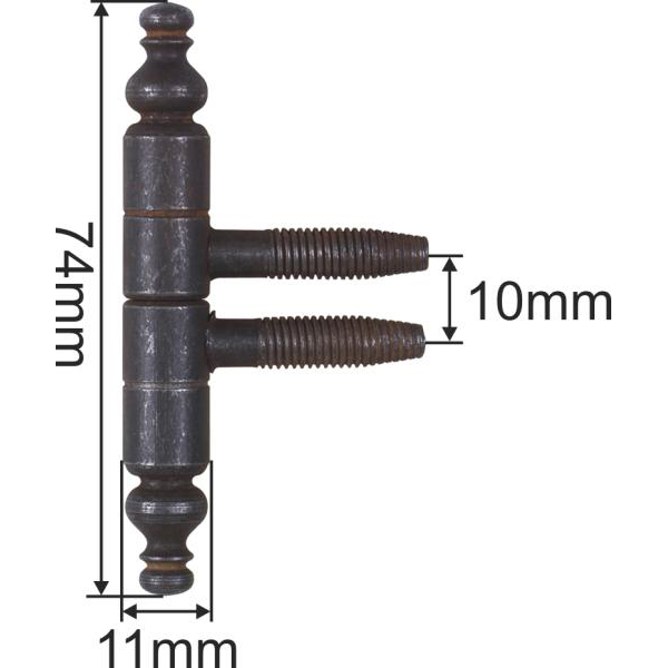 Einbohrband mit altem Zierkopf, Eisen geglüht, für Möbel, Anuba Bänder, Ø 11x73 mm Bild 3