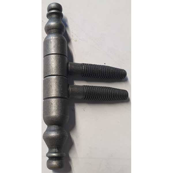 Einbohrband mit antikem Zierkopf, Eisen altgrau, für Möbel und Fenster, Anuba Bänder, Ø 13x87 mm