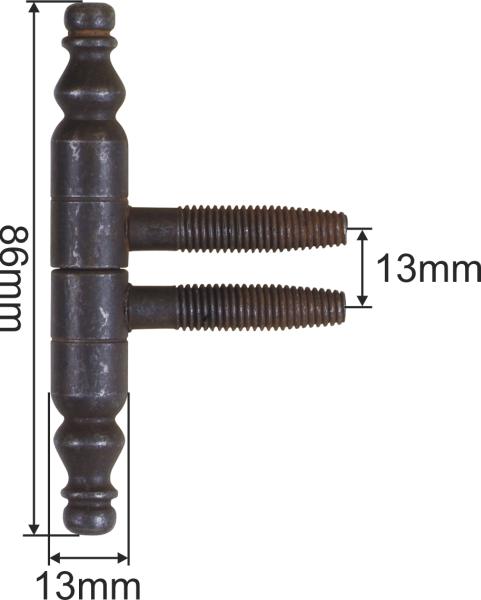 Einbohren Band mit altem Zierkopf in Eisen altverzinnt, für Möbel, Einschraub Band, Ø 13x87 mm, Einbohrband Bild 3