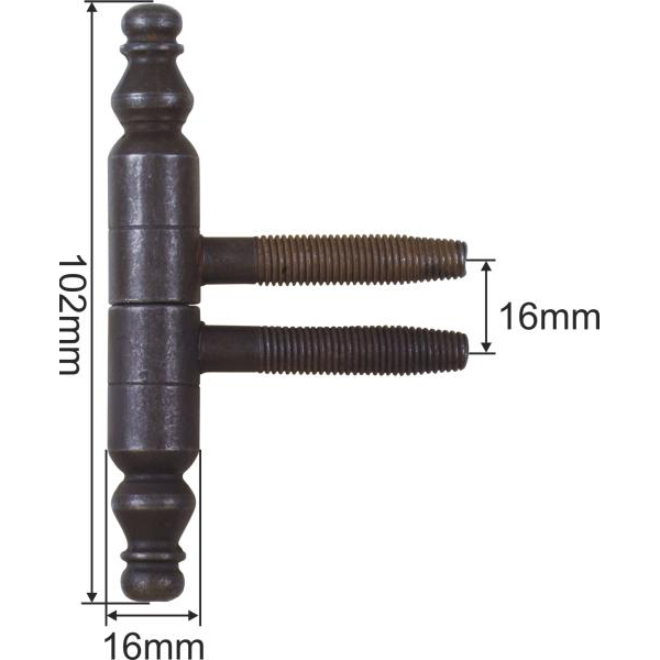 Einbohrband alt mit Zierkopf, Eisen gerostet und gewachst, für Möbel und Fenster, Anuba Bänder, Ø 16x105 mm Bild 3