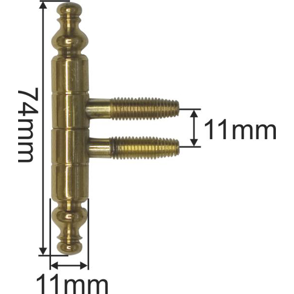 Einbohrband historisch mit Zierkopf, Messing poliert unlackiert, für Möbel und Fenster, Anuba Bänder, Ø 11x73 mm Bild 3