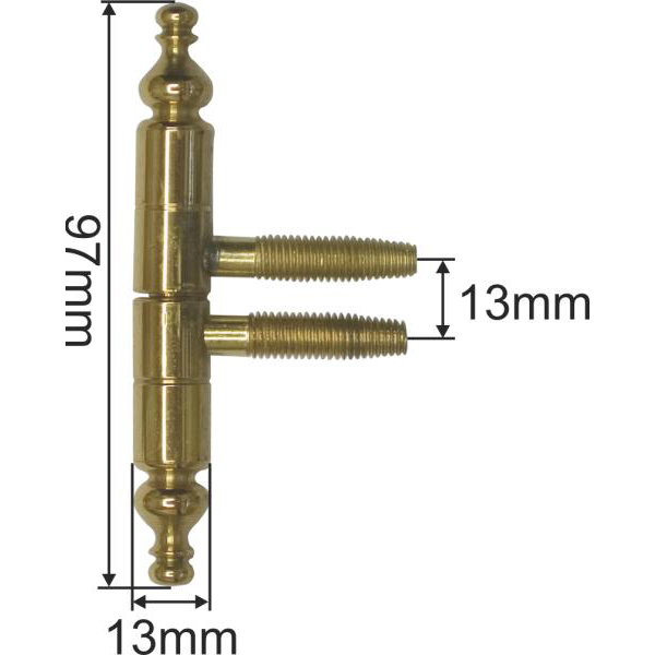 Einbohrband nostalgisch mit Zierkopf, Messing poliert unlackiert, für Möbel und Fenster, Anuba Bänder, Ø 13x97 mm Bild 3