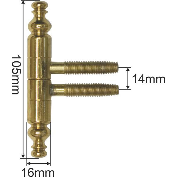 Einbohrband rustikal mit Zierkopf, Messing poliert lackiert, für Möbel und Fenster, Anuba Bänder, Ø 16x105 mm Bild 3