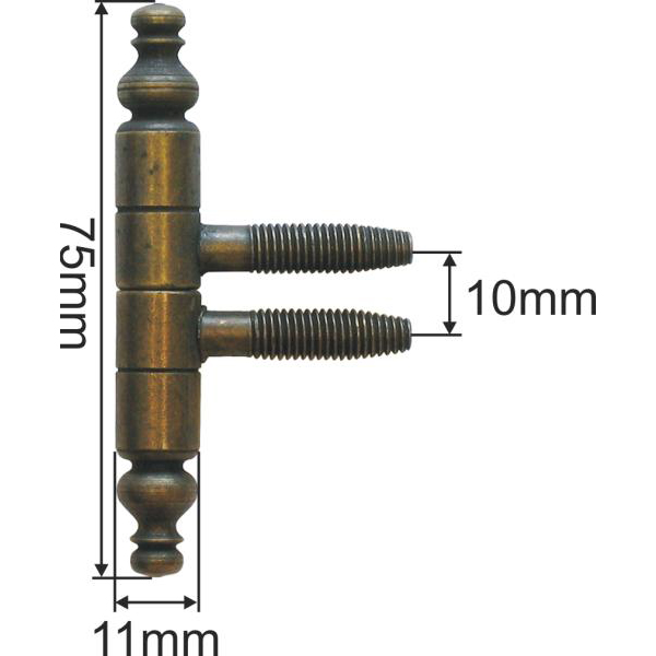 Einbohrband für Möbel mit Zierkopf, Ø 11x78 mm, Eisen altvermessingt, Einbohrbänder, Anuba Bänder Bild 3