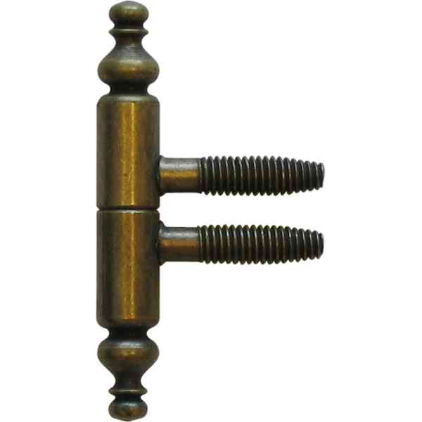 Einbohrbänder rustikal mit Zierkopf, Ø 9x60mm, Eisen altvermessingt, für Möbel, Einbohrband, Anuba Bänder