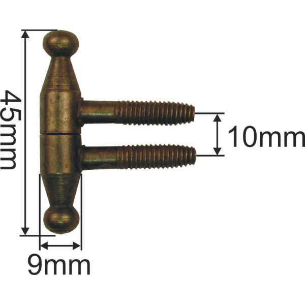 Einbohrband mit Zierkopf für Möbel antik, altvermessingt, Ø 9x45mm, für Möbel, Einbohrbänder, Anuba Bänder Bild 3