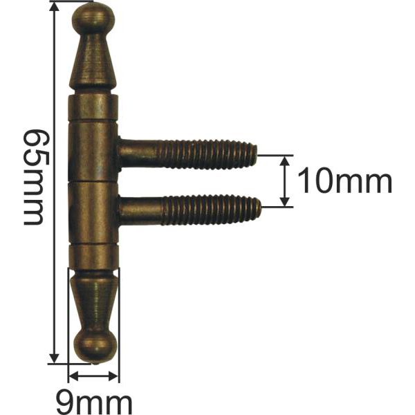 Einbohrband mit Zierköpfen für alte Möbel antik, altvermessingt, Ø 9x65mm, für Möbel, Einbohrbänder, Anuba Bänder Bild 3