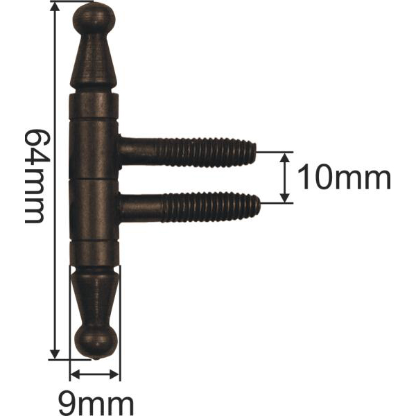 Einbohrband historisch, nostalgisch, mit Zierkopf für Möbel antik, Eisen gerostet und gewachst, Ø 9x65mm, für Möbel, Einbohrbänder, Anuba Bänder Bild 3