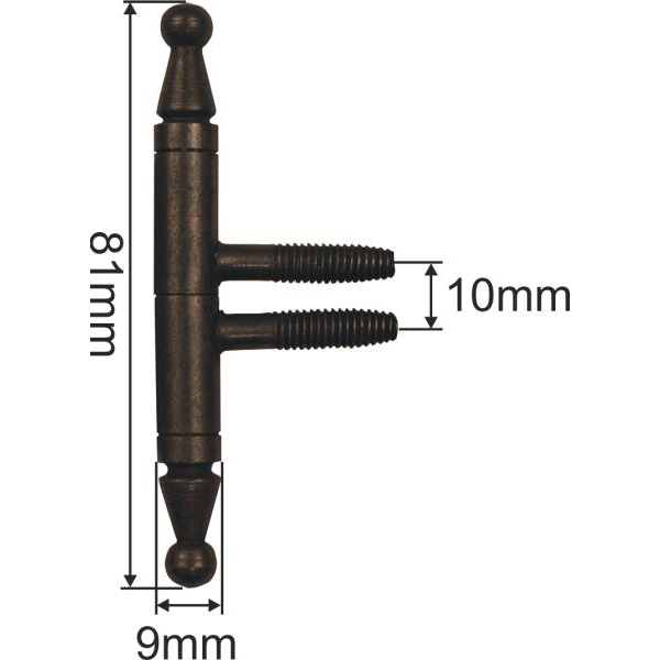 Einbohrband Nostalgie, Historie, mit Zierkopf für Möbel antik, Eisen gerostet und gewachst, Ø 9x80mm, für Möbel, Einbohrbänder, Anuba Bänder Bild 3