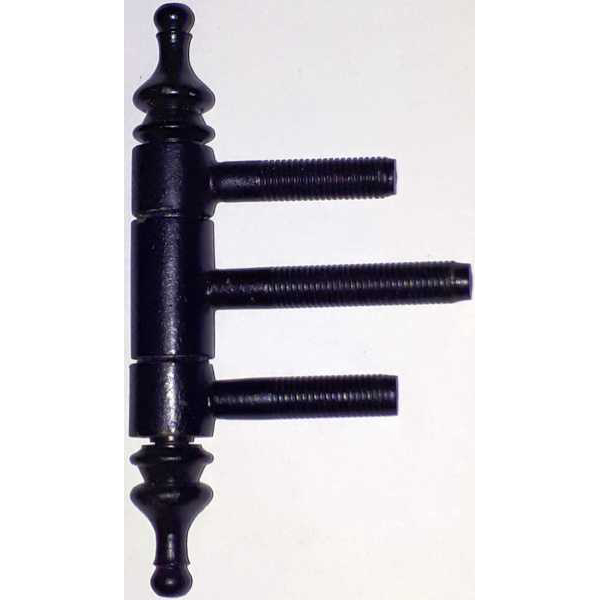 Einbohrband historisch, antikes, mit Zierkopf, dreiteilig, für Zimmertüren oder Haustüren, Ø 18mm, Eisen schwarz
