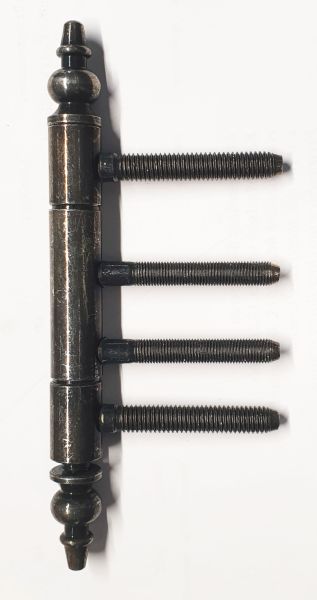 Einbohrband mit verziertem Kopf Eisen schwarzverzinkt, 3 teilig, für gefälzte Türen an Holzzargen