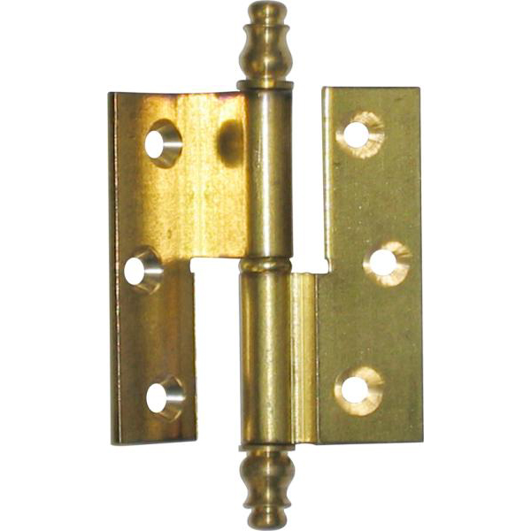 Möbelband alt, Messing roh, gekröpft, links, antike Möbelbänder, Winkelscharnier