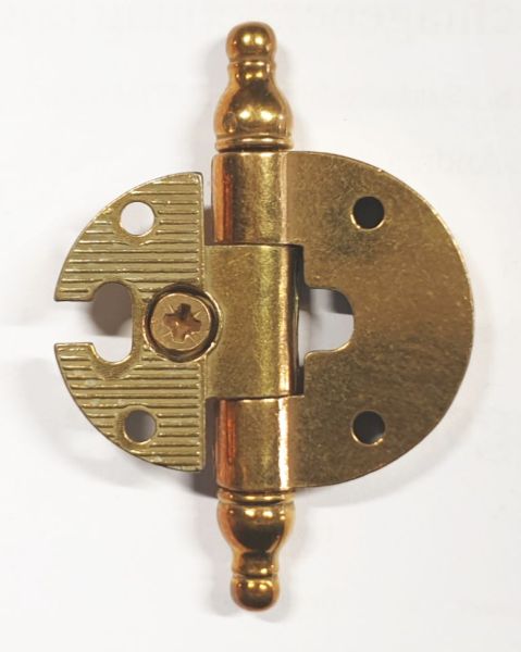 Topfband antik, Topfscharnier alt mit Zierköpfen historisch, hellvermessingt Bild 2