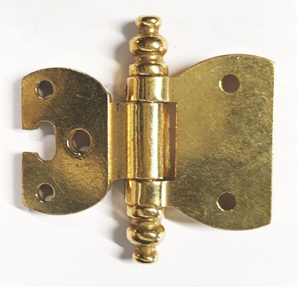 Topfband antik, Topfscharnier alt mit Zierköpfen historisch, hellvermessingt Bild 2