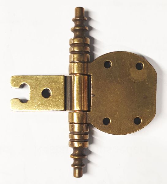 Topfband antik, Topfscharnier alt mit Zierköpfen historisch, altvermessingt Bild 2