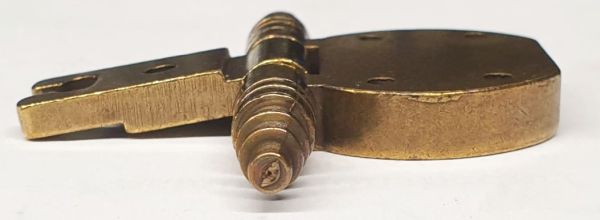 Topfband antik, Topfscharnier alt mit Zierköpfen historisch, altvermessingt Bild 3