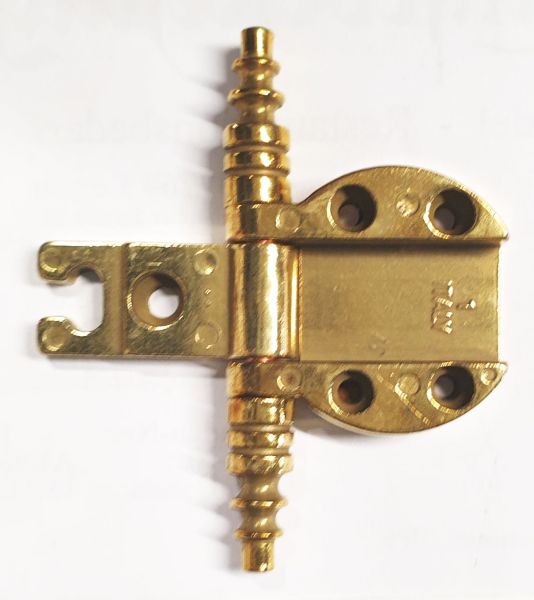 Topfband antik, Topfscharnier alt mit Zierköpfen historisch, hellvermessingt