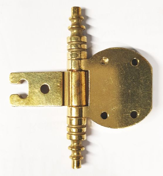 Topfband antik, Topfscharnier alt mit Zierköpfen historisch, hellvermessingt Bild 2