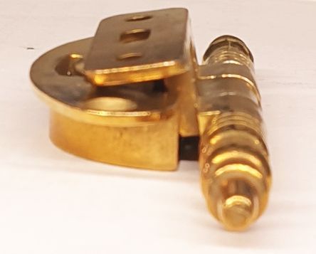 Topfband antik, Topfscharnier alt mit Zierköpfen historisch, hellvermessingt Bild 3