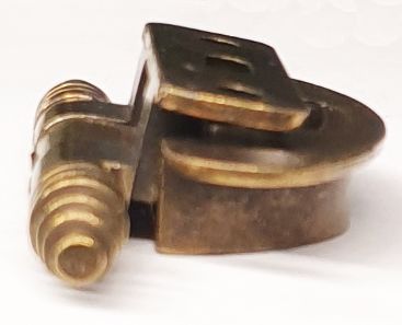 Topfband antik, Topfscharnier alt mit Zierköpfen historisch, altvermessingt Bild 3