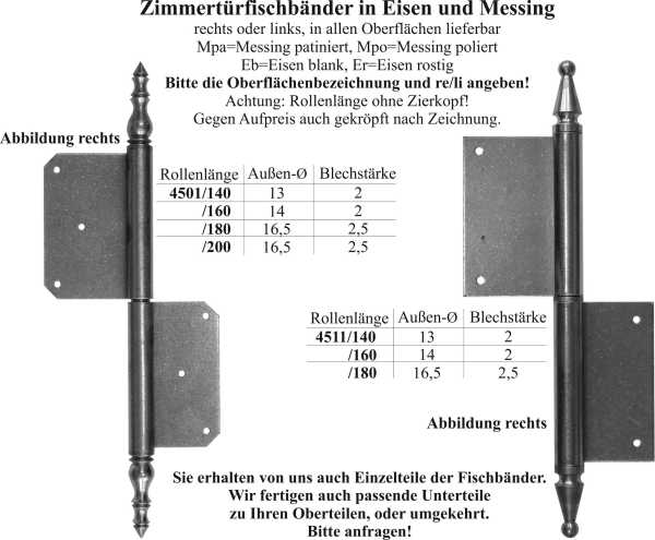 Fischband, alte antike Fitsche, links, Eisen blank Bild 2