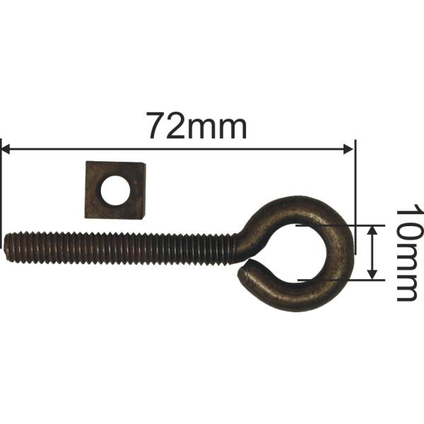 Ringschraube mit Mutter und Scheibe, für antike Truhengriffe Bild 3