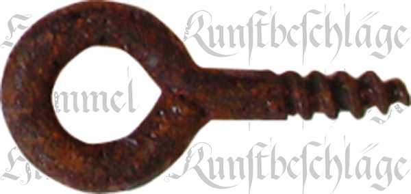 Verschlusshaken mit Ringöse für Tür, Eisen schwarz, rechts, antik, alt (SL) Bild 3