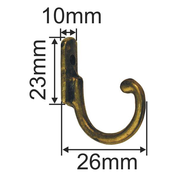 Kleiderhaken antiker, Wandhaken alter aus Messing hergestellt im Nachguß und wunderbar patiniert, Garderoben Haken Messing antik günstig, Schlüsselhaken antike Bild 3