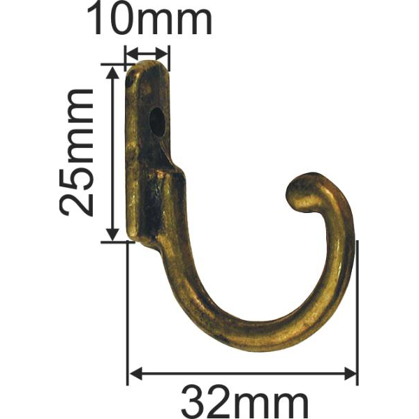 Kleiderhaken alter, ein kleiner Wandhaken antik aus Messing gefertigt und perfekt altverzinnt, Vintage Garderoben, Haken Messing antik (SL) Bild 3