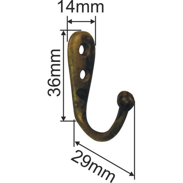 Garderobenhaken Landhaus aus Messing antik, ein besonders schöner alter Haken für Ihr Schlüsselboard Bild 3