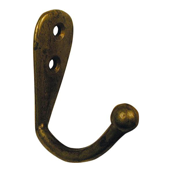 Garderoben Haken Messing patiniert, Kleiderhaken antik, Wandhaken Nostalgie, Garderobenhaken Historie