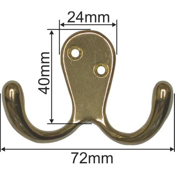 Nostalgischer Garderobenhaken antik Wandhaken oder Retro Kleiderhaken Messing poliert unlackiert für allerlei Anwendung, Höhe: 50mm Bild 3