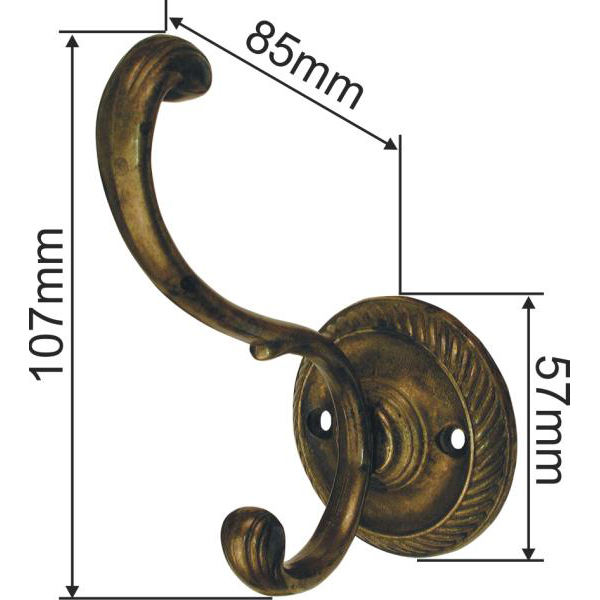 Nostalgischer Kleiderhaken antik Wandhaken, Retro Garderobenhaken Messing Bild 3
