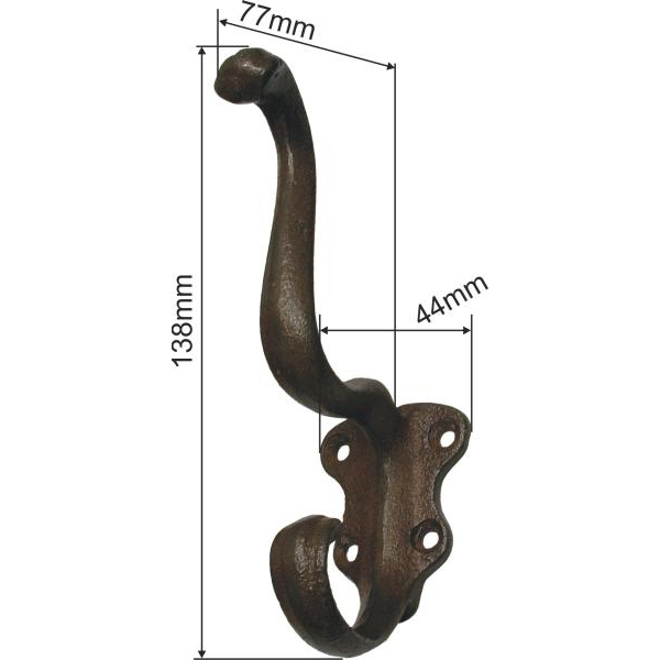 Kleiderhaken Gusseisen, antik Wandhaken, antike Garderobenhaken Eisen altgrau Bild 3