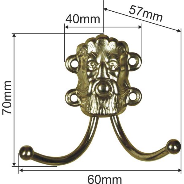 Nostalgischer Kleiderhaken, Haken antik Wandhaken Landhaus, aus Messing patiniert Bild 3