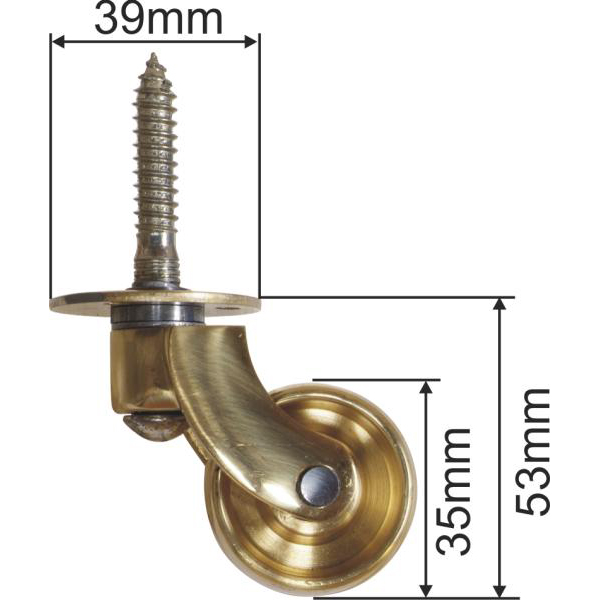 Möbelfußrollen, große Möbelrolle antik, Messing patiniert, Rolle: 39mm