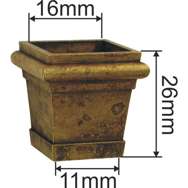 Fußeinfassung Möbelschuh antik, Messing patiniert, Vierkant innen 17mm. Aus Messing gegossen. Bild 3