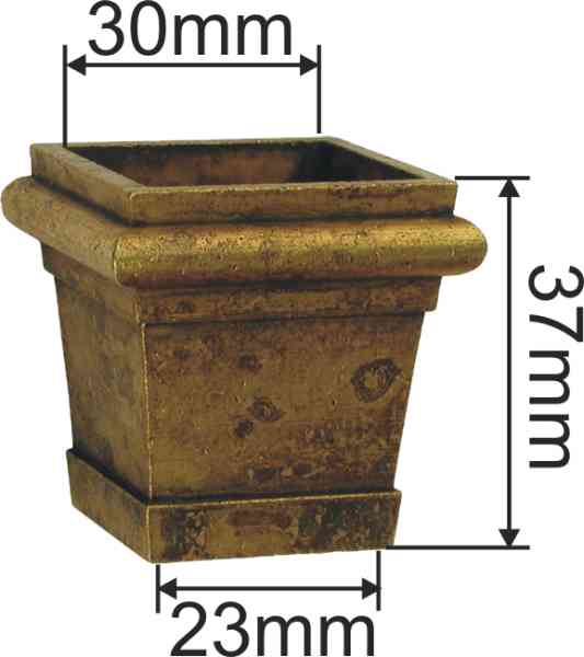 Fußeinfassung Möbelschuh antik, Messing patiniert, Vierkant innen 30mm. Aus Messing gegossen. Bild 3