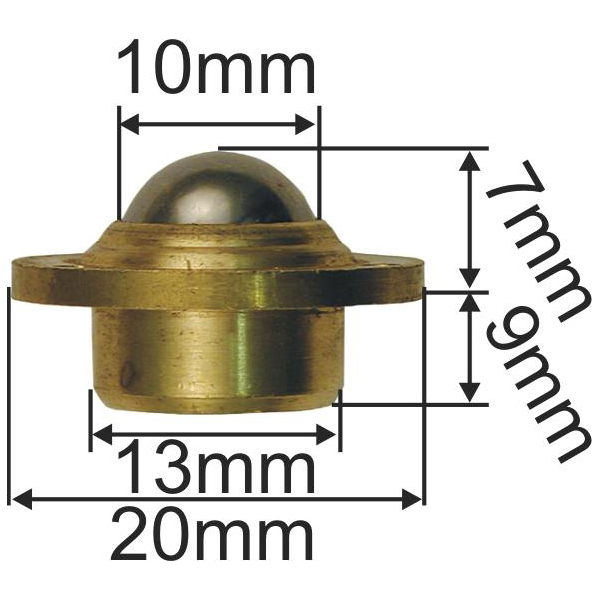 Möbelrolle alt, Messing roh, 20mm, mit Edelstahlkugel, zum Einbohren Bild 3