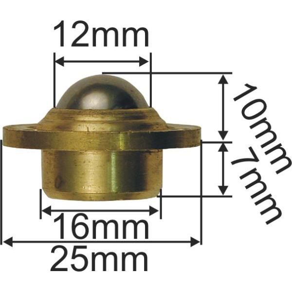 Möbelrolle historisch, Messing roh, 25mm, mit Edelstahlkugel, zum Einbohren Bild 3