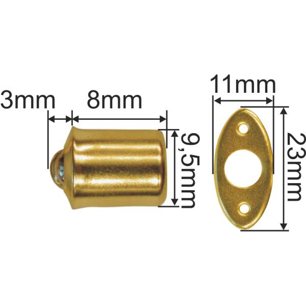 Kugelschnäpper Messing roh, Kugelfederverschluss, Kugelverschluss Bild 3