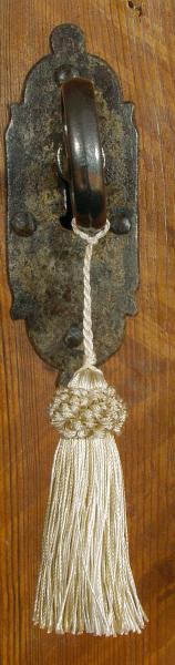 Schlüsselquaste, beige meliert, Länge: 16cm, Viskose, antike, alte Quaste, Quoddel, Quaddel