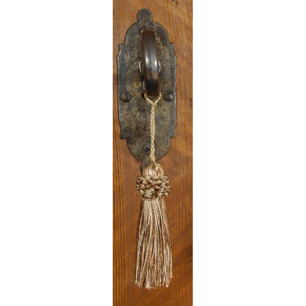 Schlüsselquaste, hellbraun meliert, Länge: 16cm, Viskose, antike, alte Quaste, Quoddel, Quaddel