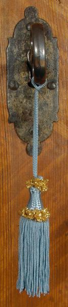 Schlüsselquaste, blau, Länge: 18cm, Viskose, antike, alte Quaste, Quoddel, Quaddel