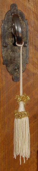 Schlüsselquaste, beige, Länge: 18cm, Viskose, antike, alte Quaste, Quoddel, Quaddel