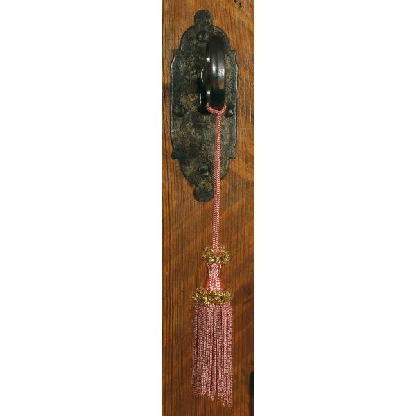 Schlüsselquaste, Rose, Länge: 18cm, Viskose, antike, alte Quaste, Quoddel, Quaddel