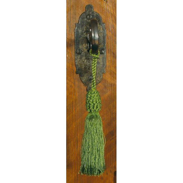 Schlüsselquaste, grün, Länge: 19cm, antike, alte Quaste, Quoddel, Quaddel, Einzelstück, nur 1 x verfügbar