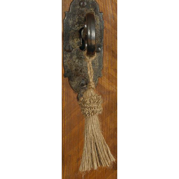 Schlüsselquaste, Rupfen Natur, Länge: 16cm, antike, alte Quaste, Quoddel, Quaddel
