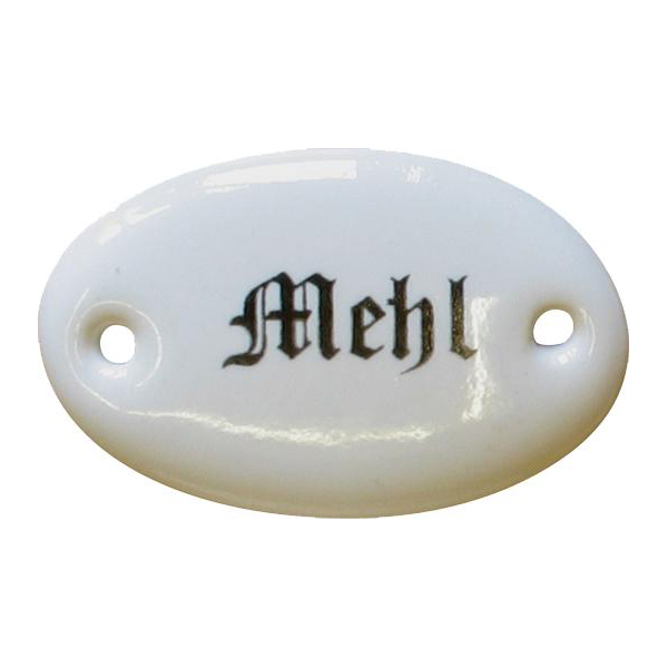 Porzellanschild Mehl, Porzellanschilder antik, alt für Küche, Schublade